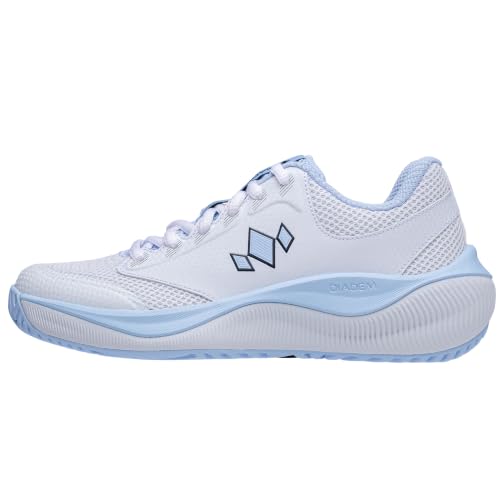 Diadem Court Flo Tennis & Pickleball Shoe, White & Sky, 8.5 Women/7 Men