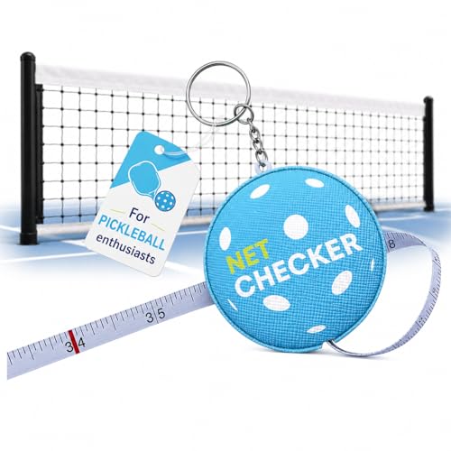 Scoring Right Pickleball Net Height Measuring Tape and Keyring, Portable Measuring Tape for Measuring Pickle Ball Net Height, Blue