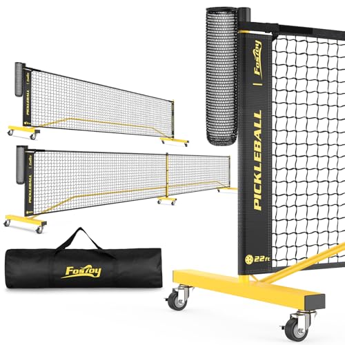 Fostoy Pickleball Net with Ball Collector, Wheels, 22FT & 11FT Size