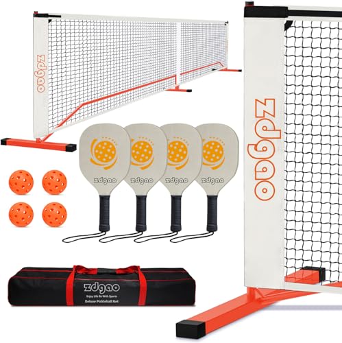 Zdgao Portable Pickleball Net Set with 4 Paddles for Driveway